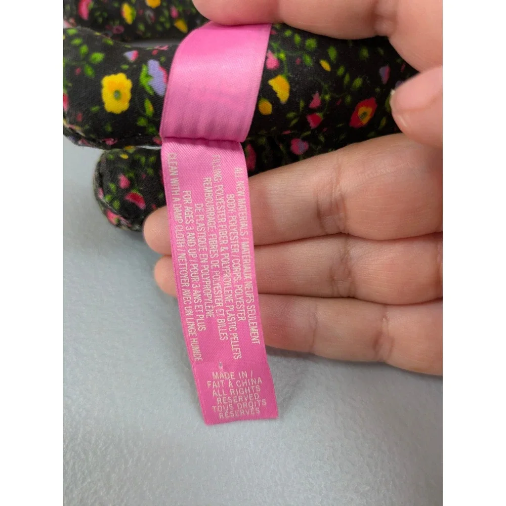 Cottagecore Floral Plush Dog Victoria's Secret PINK OS Peace Graphic Black OS - Picture 4 of 7